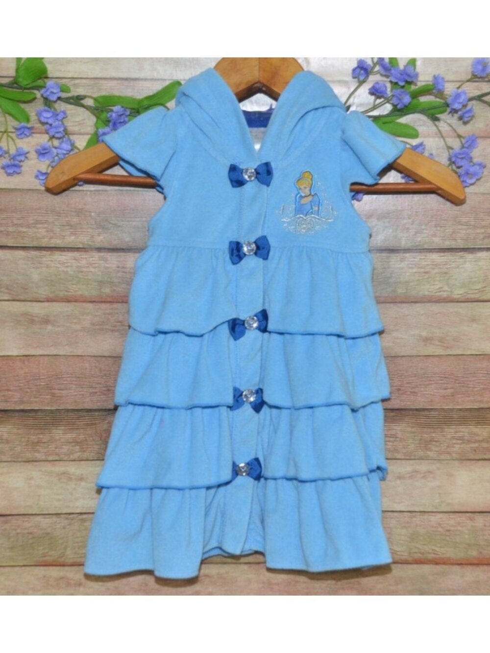 Disney Store Princess Cinderella Girls 3T Ruffle & Bow Swimsuit Hooded Cover Up